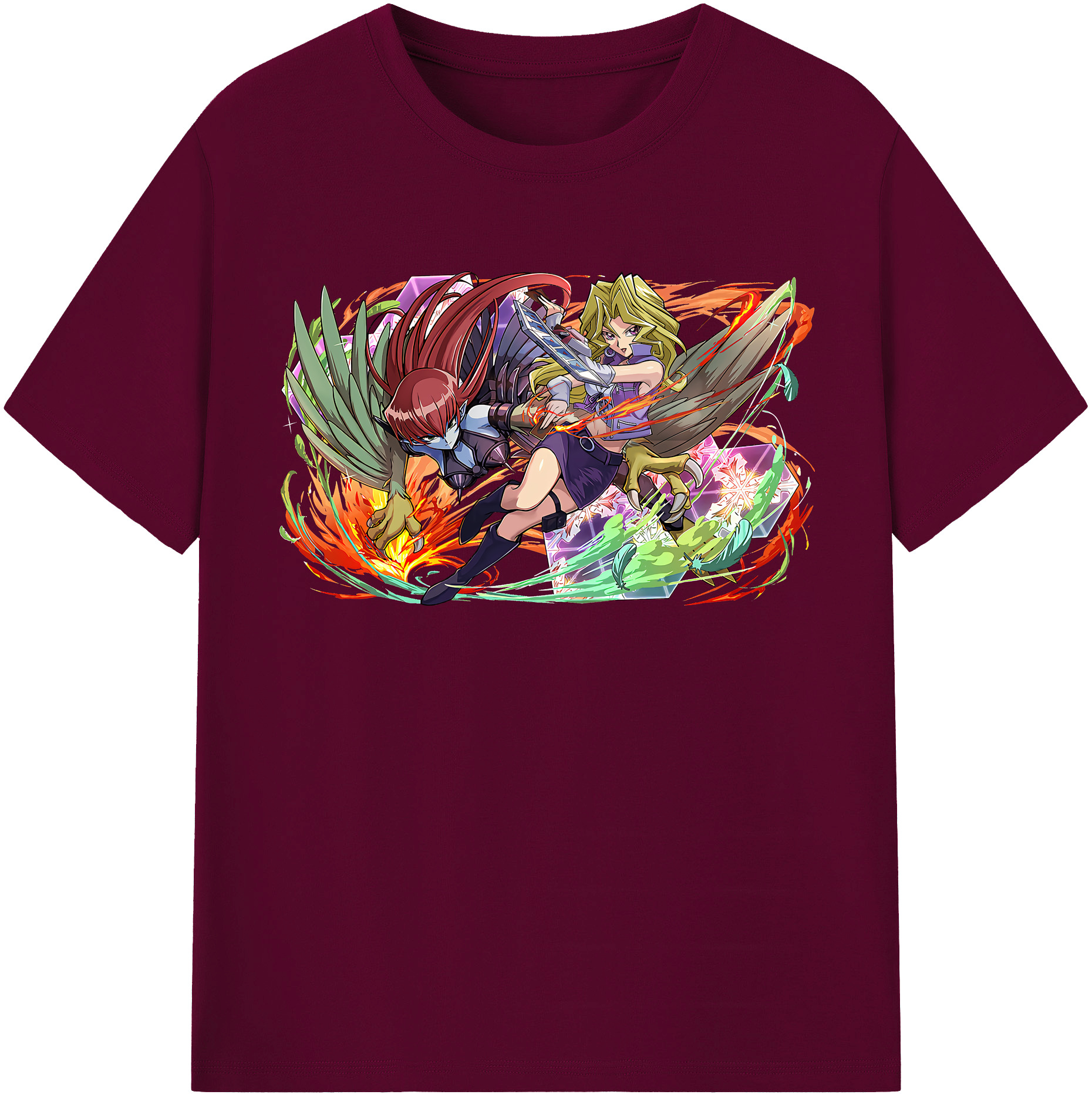 （画像用） 遊☆戯☆王 Yu-Gi-Oh! レディースカジュアルプリントTシャツ（綿100％）
